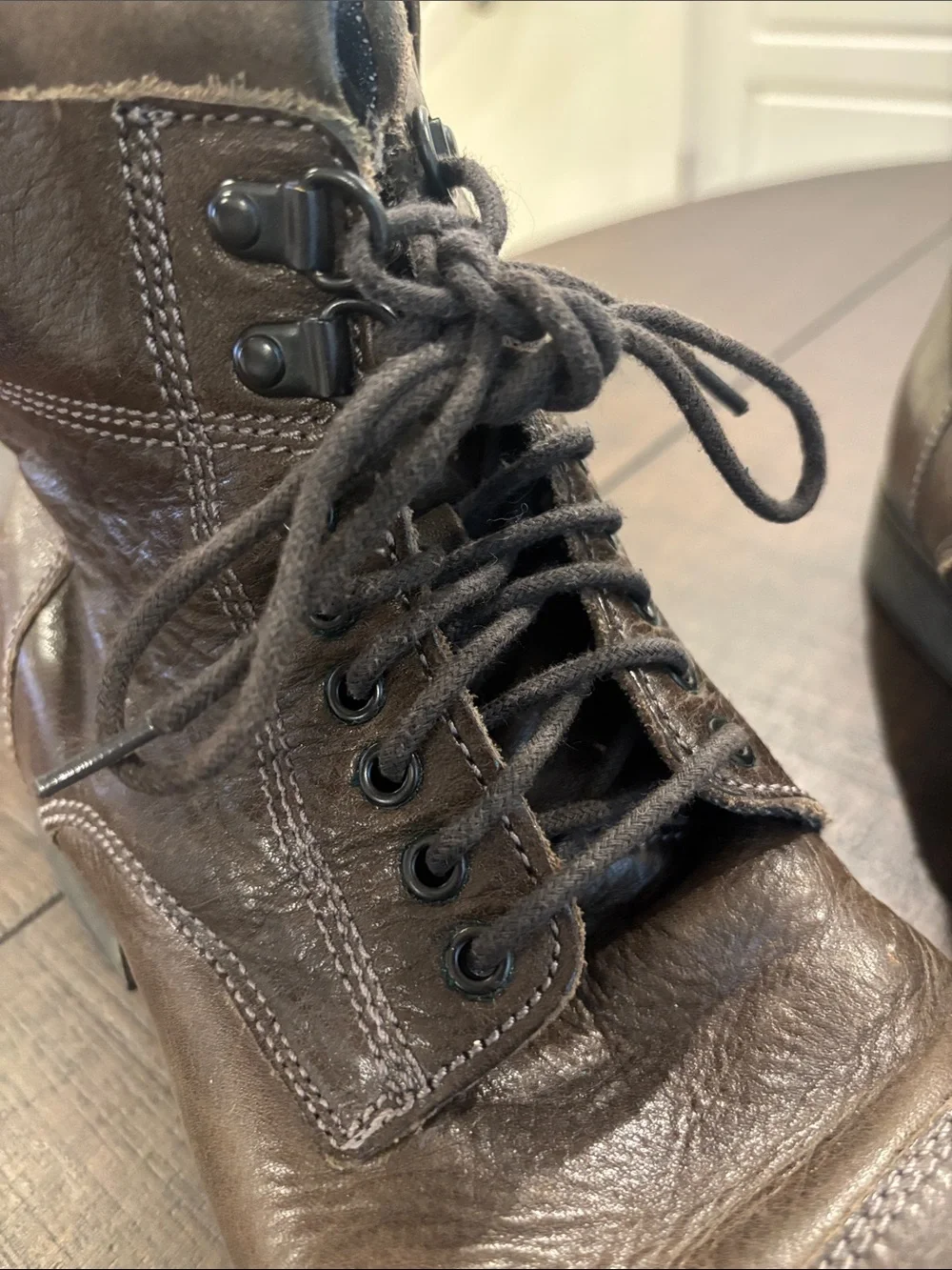 Aldo Dark Brown Leather Lace-Up Ankle Boots